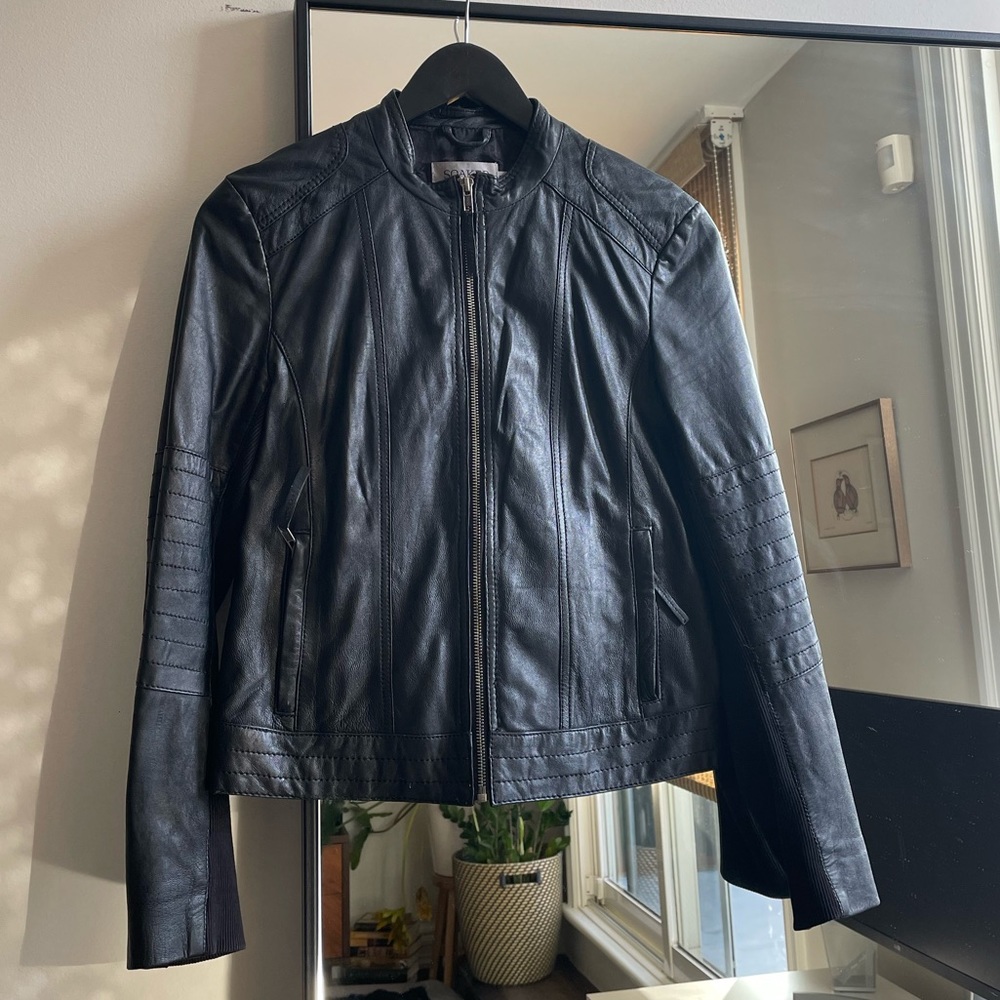 SOAKED In Luxury Leather Bomber Jacket in Black - Size XS